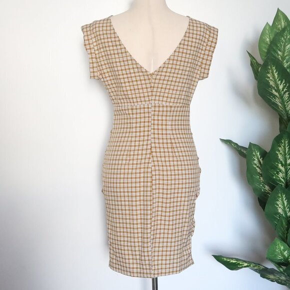 CODE X MODE Sleeveless Gingham Plaid Ruched Button Front Summer Mini Dress XS - Picture 5 of 11